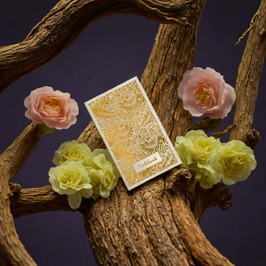 A Small Notebook Gold Larkspur on White