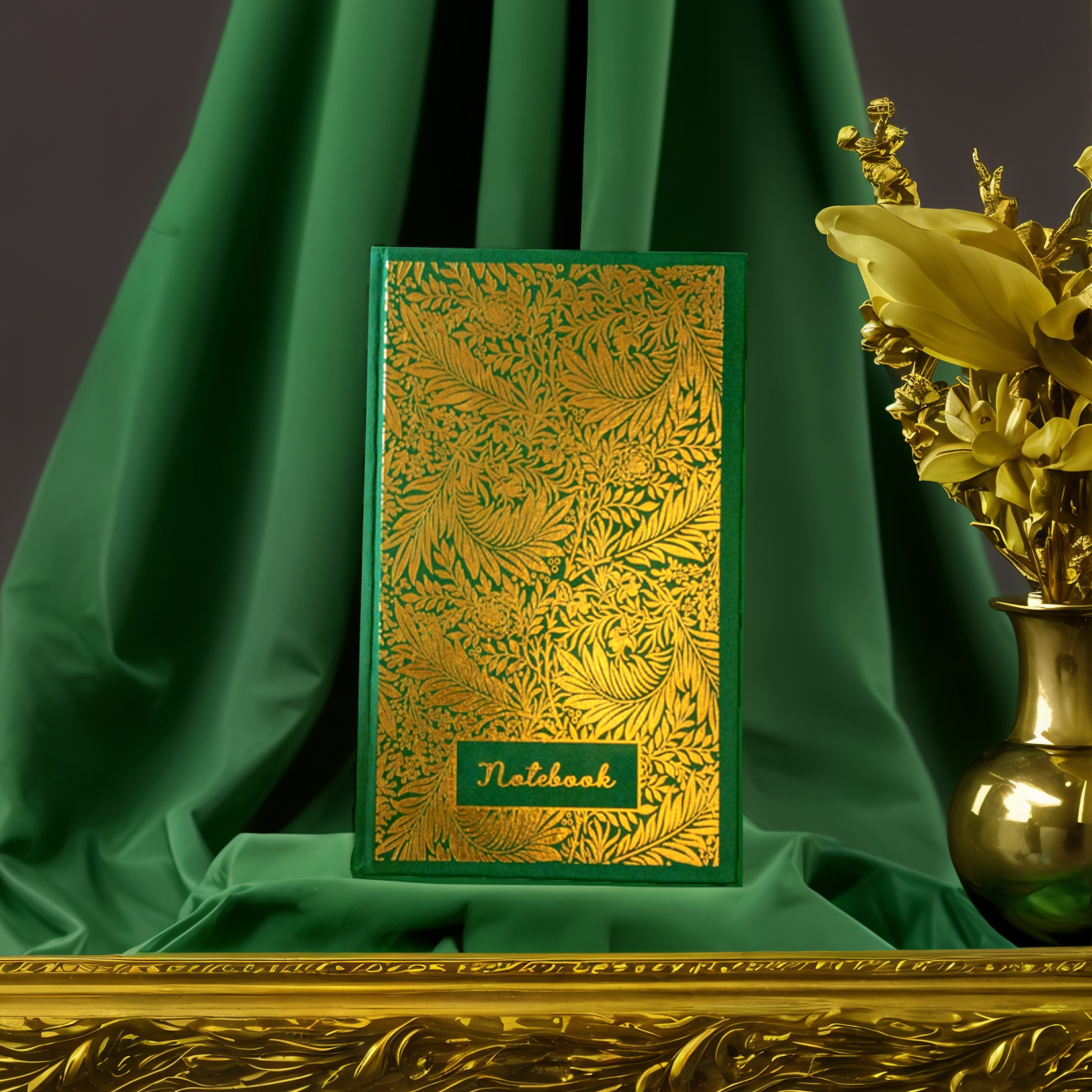 A Small Notebook Gold Larkspur on Green