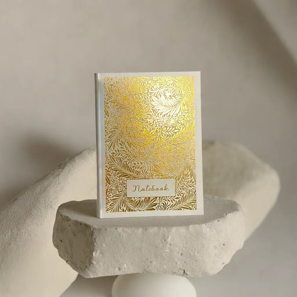 White Larkspur journal Lined- Gold foiled