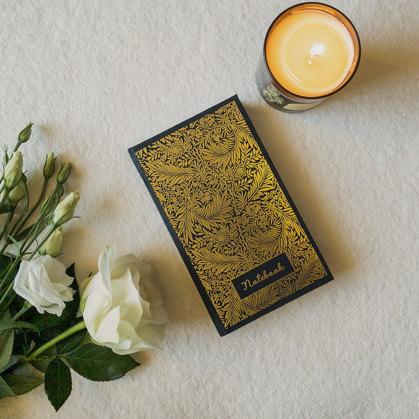 A Small Notebook Gold Larkspur on Black